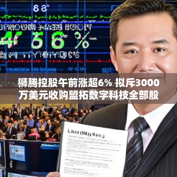 狮腾控股午前涨超6% 拟斥3000万美元收购盟拓数字科技全部股权