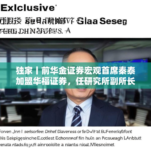 独家丨前华金证券宏观首席秦泰加盟华福证券，任研究所副所长