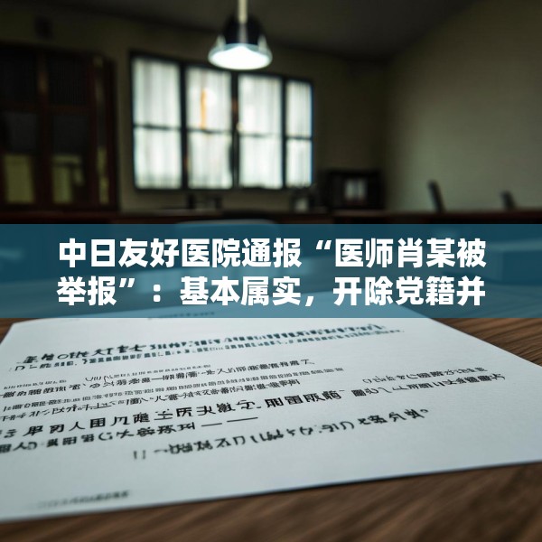 中日友好医院通报“医师肖某被举报”：基本属实，开除党籍并解聘
