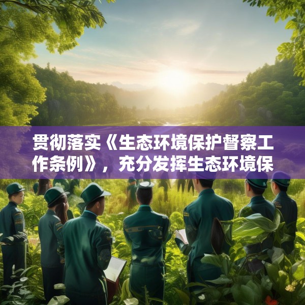 贯彻落实《生态环境保护督察工作条例》，充分发挥生态环境保护督察利剑作用