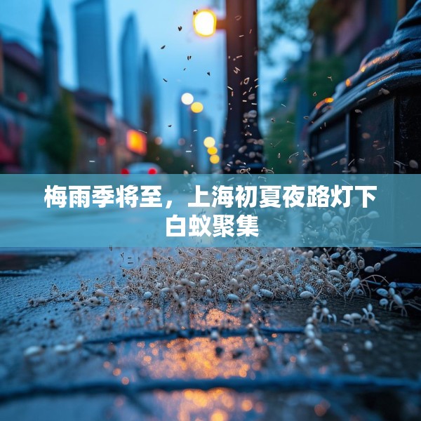梅雨季将至，上海初夏夜路灯下白蚁聚集