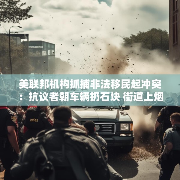 美联邦机构抓捕非法移民起冲突：抗议者朝车辆扔石块 街道上烟雾弥漫