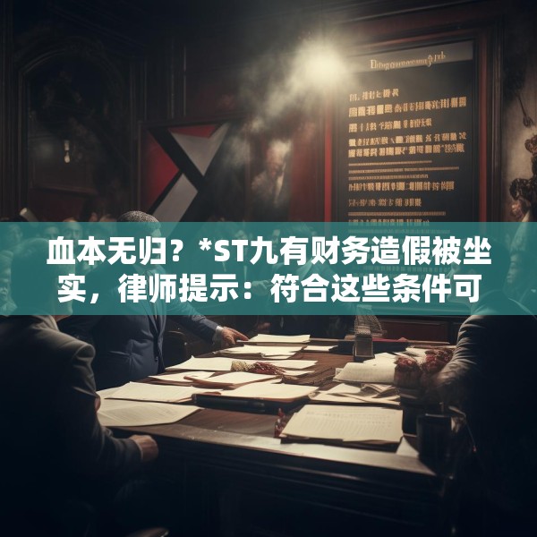 血本无归？*ST九有财务造假被坐实，律师提示：符合这些条件可追偿！