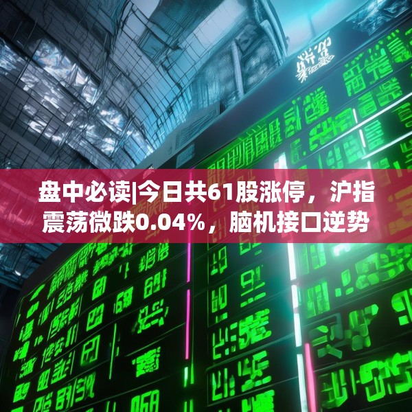 盘中必读|今日共61股涨停，沪指震荡微跌0.04%，脑机接口逆势走强