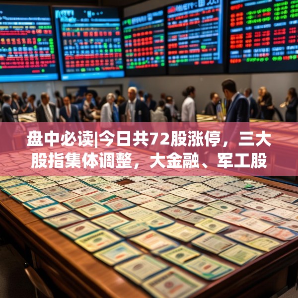 盘中必读|今日共72股涨停，三大股指集体调整，大金融、军工股逆势活跃