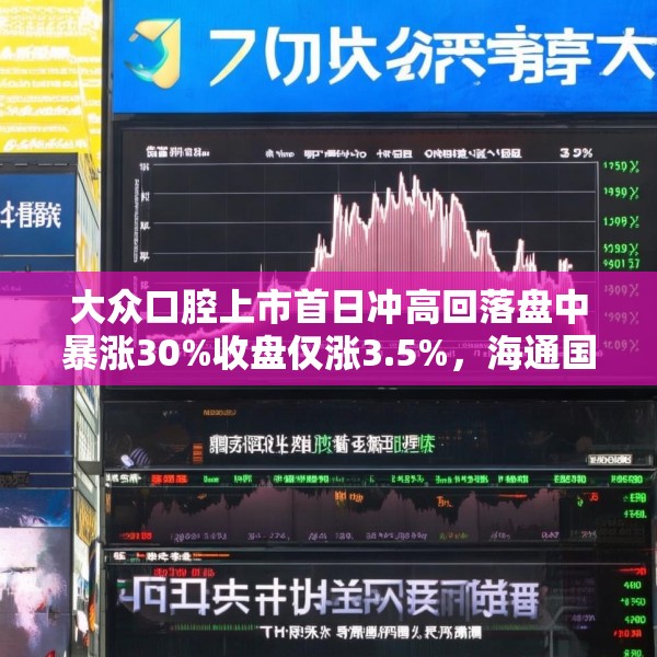 大众口腔上市首日冲高回落盘中暴涨30%收盘仅涨3.5%，海通国际保荐，未引入基石投资者