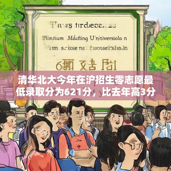 清华北大今年在沪招生零志愿最低录取分为621分，比去年高3分