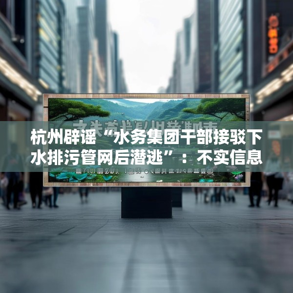 杭州辟谣“水务集团干部接驳下水排污管网后潜逃”：不实信息