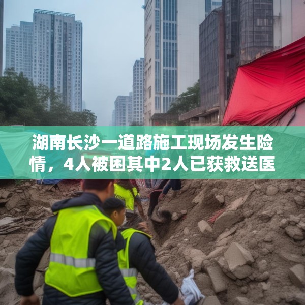 湖南长沙一道路施工现场发生险情，4人被困其中2人已获救送医院